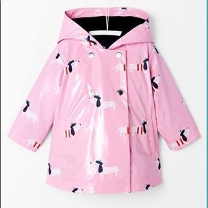 Jacadi Pink Raincoat- Hooded with Snaps- Parisian Dog / Dachshund- 12m